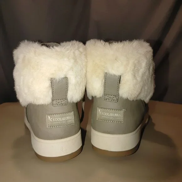 UGG Womens Winter Boots Size 9 Koolaburra Faux Fur Lined Beige White - Picture 4 of 8